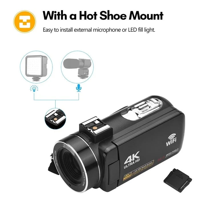 4K Digital Video Camera 3 Inch IPS Touch Screen 56MP 18X Digital Zoom WiFi Camcorder, Standard, Set 1, Set 2, Set 3 4K Digital Video Camera 3 Inch IPS Touch Screen 56MP 18X Digital Zoom WiFi Camcorder, Standard, Set 1, Set 2, Set 3